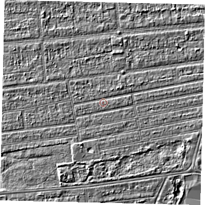 Shaded relief map of the ground around HU53PL, computed from Environment Agency LiDAR. The ground here sits at about 2 m above sea level and falls 4 m across the surrounding 800 m. Surface water reaching this point runs off ground lying to the north-east, 0.7 m higher.