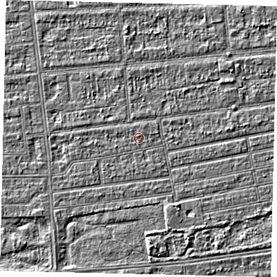 Shaded relief map of the ground around HU53PQ, computed from Environment Agency LiDAR. The ground here sits at about 2 m above sea level and falls 3 m across the surrounding 800 m. Surface water reaching this point runs off ground lying to the north-west, 0.5 m higher.