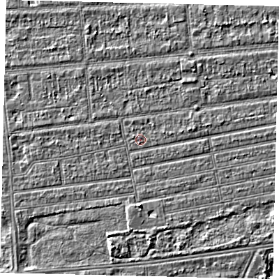 Shaded relief map of the ground around HU53PW, computed from Environment Agency LiDAR. The ground here sits at about 2 m above sea level and falls 4 m across the surrounding 800 m. Surface water reaching this point runs off ground lying to the west-north-west, 0.7 m higher.