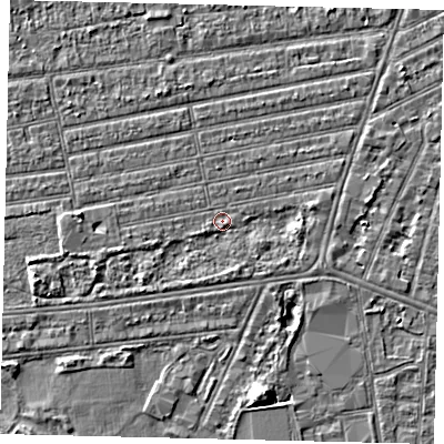 Shaded relief map of the ground around HU53SH, computed from Environment Agency LiDAR. The ground here sits at about 2 m above sea level and falls 5 m across the surrounding 800 m. Surface water reaching this point runs off ground lying to the east, 1.8 m higher.