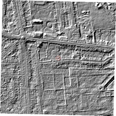 Shaded relief map of the ground around HU54BE, computed from Environment Agency LiDAR. The ground here sits at about 2 m above sea level and falls 3 m across the surrounding 800 m. Surface water reaching this point runs off ground lying to the south-south-west, 0.9 m higher.