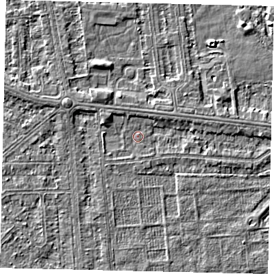 Shaded relief map of the ground around HU54BW, computed from Environment Agency LiDAR. The ground here sits at about 2 m above sea level and falls 3 m across the surrounding 800 m. Surface water reaching this point runs off ground lying to the west-south-west, 1.0 m higher.