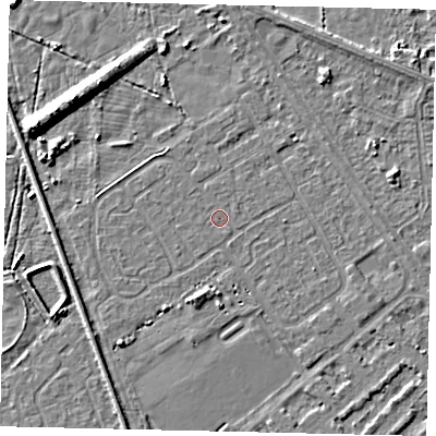 Shaded relief map of the ground around HU54ST, computed from Environment Agency LiDAR. The ground here sits at about 2 m above sea level and falls 9 m across the surrounding 800 m. Surface water reaching this point runs off ground lying to the north-west, 0.7 m higher.