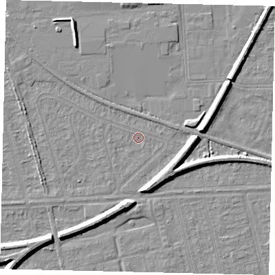 Shaded relief map of the ground around HU55AG, computed from Environment Agency LiDAR. The ground here sits at about 2 m above sea level and falls 7 m across the surrounding 800 m. Surface water reaching this point runs off ground lying to the south-south-west, 6.1 m higher.