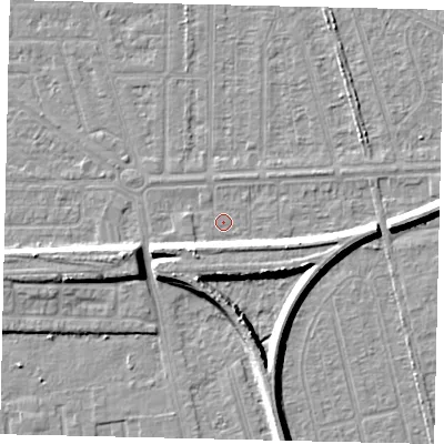 Shaded relief map of the ground around HU55BJ, computed from Environment Agency LiDAR. The ground here sits at about 2 m above sea level and falls 7 m across the surrounding 800 m. Surface water reaching this point runs off ground lying to the south-west, 6.3 m higher.