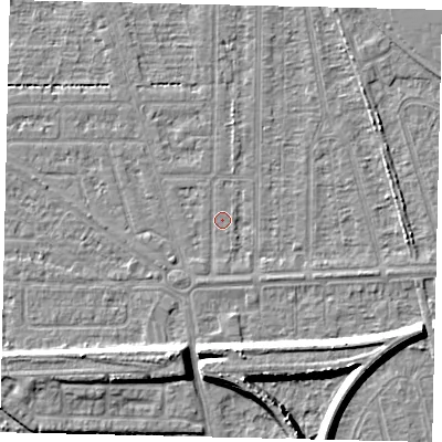 Shaded relief map of the ground around HU55BT, computed from Environment Agency LiDAR. The ground here sits at about 2 m above sea level and falls 8 m across the surrounding 800 m. Surface water reaching this point runs off ground lying to the south-south-west, 0.9 m higher.