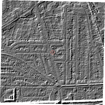 Shaded relief map of the ground around HU55DD, computed from Environment Agency LiDAR. The ground here sits at about 2 m above sea level and falls 8 m across the surrounding 800 m. Surface water reaching this point runs off ground lying to the east-south-east, 0.7 m higher.