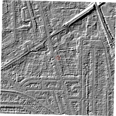 Shaded relief map of the ground around HU55DH, computed from Environment Agency LiDAR. The ground here sits at about 2 m above sea level and falls 8 m across the surrounding 800 m. Surface water reaching this point runs off ground lying to the north-east, 7.0 m higher.
