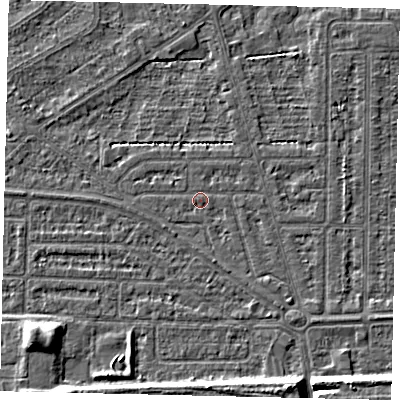 Shaded relief map of the ground around HU55DN, computed from Environment Agency LiDAR. The ground here sits at about 2 m above sea level and falls 8 m across the surrounding 800 m. Surface water reaching this point runs off ground lying to the south-east, 0.9 m higher.