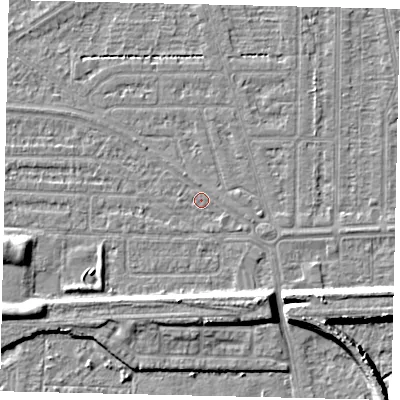 Shaded relief map of the ground around HU55DT, computed from Environment Agency LiDAR. The ground here sits at about 2 m above sea level and falls 8 m across the surrounding 800 m. Surface water reaching this point runs off ground lying to the south-south-east, 6.7 m higher.