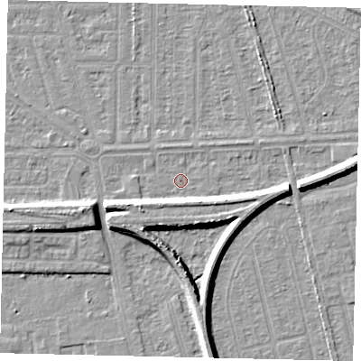 Shaded relief map of the ground around HU55EX, computed from Environment Agency LiDAR. The ground here sits at about 2 m above sea level and falls 7 m across the surrounding 800 m. Surface water reaching this point runs off ground lying to the south-east, 6.2 m higher.