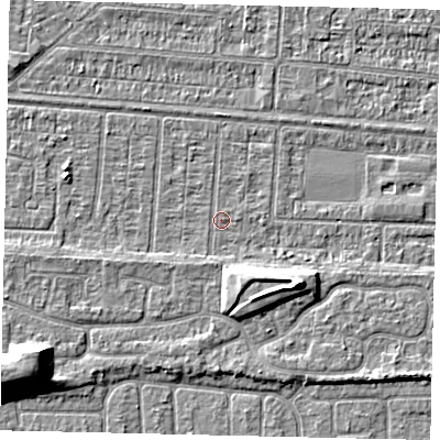 Shaded relief map of the ground around HU55HN, computed from Environment Agency LiDAR. The ground here sits at about 2 m above sea level and falls 9 m across the surrounding 800 m. Surface water reaching this point runs off ground lying to the south-south-west, 1.2 m higher.