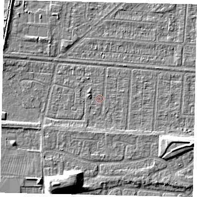 Shaded relief map of the ground around HU55HX, computed from Environment Agency LiDAR. The ground here sits at about 2 m above sea level and falls 9 m across the surrounding 800 m. Surface water reaching this point runs off ground lying to the west-north-west, 2.0 m higher.