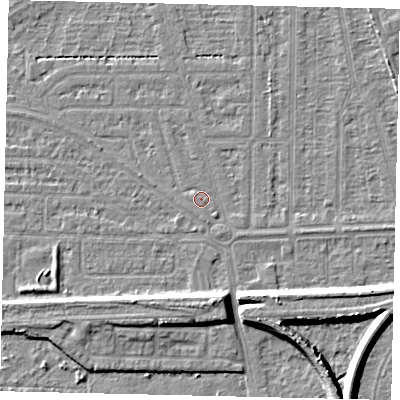 Shaded relief map of the ground around HU55JJ, computed from Environment Agency LiDAR. The ground here sits at about 2 m above sea level and falls 8 m across the surrounding 800 m. Surface water reaching this point runs off ground lying to the north-west, 0.8 m higher.