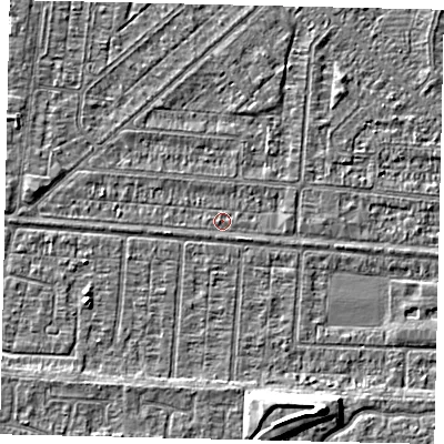Shaded relief map of the ground around HU55JR, computed from Environment Agency LiDAR. The ground here sits at about 2 m above sea level and falls 6 m across the surrounding 800 m. Surface water reaching this point runs off ground lying to the west-south-west, 1.0 m higher.
