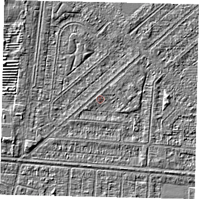 Shaded relief map of the ground around HU55JZ, computed from Environment Agency LiDAR. The ground here sits at about 2 m above sea level and falls 3 m across the surrounding 800 m. Surface water reaching this point runs off ground lying to the west-south-west, 2.1 m higher.