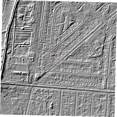 Shaded relief map of the ground around HU55LF, computed from Environment Agency LiDAR. The ground here sits at about 2 m above sea level and falls 4 m across the surrounding 800 m. Surface water reaching this point runs off ground lying to the north-east, 0.7 m higher.