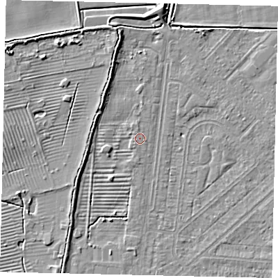 Shaded relief map of the ground around HU55LW, computed from Environment Agency LiDAR. The ground here sits at about 3 m above sea level and falls 7 m across the surrounding 800 m. Surface water reaching this point runs off ground lying to the north, 0.6 m higher.