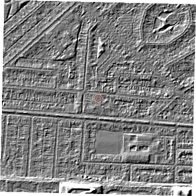 Shaded relief map of the ground around HU55NG, computed from Environment Agency LiDAR. The ground here sits at about 2 m above sea level and falls 6 m across the surrounding 800 m. Surface water reaching this point runs off ground lying to the south, 0.5 m higher.