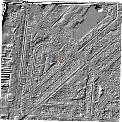 Shaded relief map of the ground around HU55PJ, computed from Environment Agency LiDAR. The ground here sits at about 2 m above sea level and falls 5 m across the surrounding 800 m. Surface water reaching this point runs off ground lying to the north-west, 4.5 m higher.