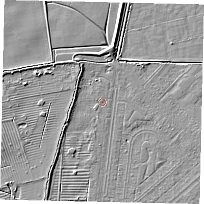 Shaded relief map of the ground around HU55PZ, computed from Environment Agency LiDAR. The ground here sits at about 3 m above sea level and falls 7 m across the surrounding 800 m. Surface water reaching this point runs off ground lying to the north-west, 3.1 m higher.