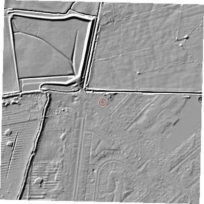 Shaded relief map of the ground around HU55QD, computed from Environment Agency LiDAR. The ground here sits at about 2 m above sea level and falls 6 m across the surrounding 800 m. Surface water reaching this point runs off ground lying to the west, 4.4 m higher.
