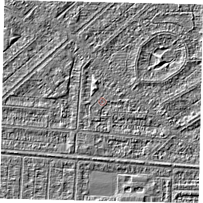Shaded relief map of the ground around HU55QJ, computed from Environment Agency LiDAR. The ground here sits at about 2 m above sea level and falls 2 m across the surrounding 800 m. Surface water reaching this point runs off ground lying to the east, 0.9 m higher.