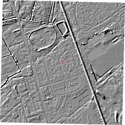 Shaded relief map of the ground around HU55SU, computed from Environment Agency LiDAR. The ground here sits at about 2 m above sea level and falls 4 m across the surrounding 800 m. Surface water reaching this point runs off ground lying to the east-south-east, 1.1 m higher.