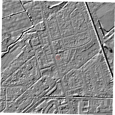 Shaded relief map of the ground around HU55SX, computed from Environment Agency LiDAR. The ground here sits at about 2 m above sea level and falls 4 m across the surrounding 800 m. Surface water reaching this point runs off ground lying to the west-north-west, 0.9 m higher.