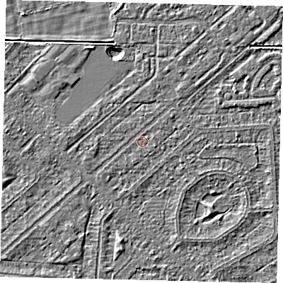 Shaded relief map of the ground around HU55UE, computed from Environment Agency LiDAR. The ground here sits at about 2 m above sea level and falls 2 m across the surrounding 800 m. Surface water reaching this point runs off ground lying to the south-south-west, 0.5 m higher.
