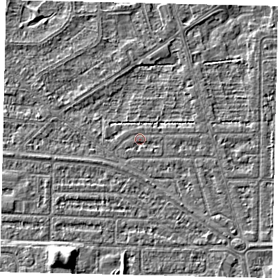 Shaded relief map of the ground around HU55UJ, computed from Environment Agency LiDAR. The ground here sits at about 2 m above sea level and falls 6 m across the surrounding 800 m. Surface water reaching this point runs off ground lying to the south-east, 0.7 m higher.