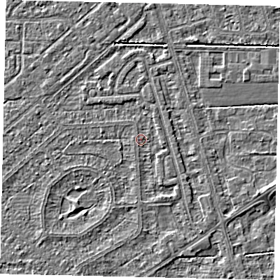 Shaded relief map of the ground around HU55UX, computed from Environment Agency LiDAR. The ground here sits at about 2 m above sea level and falls 3 m across the surrounding 800 m. Surface water reaching this point runs off ground lying to the south-west, 1.3 m higher.