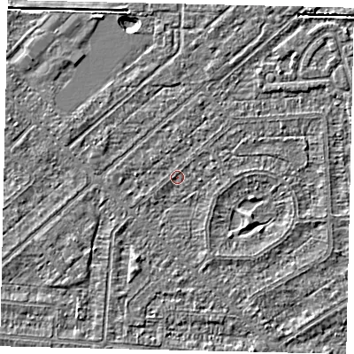 Shaded relief map of the ground around HU55XE, computed from Environment Agency LiDAR. The ground here sits at about 2 m above sea level and falls 2 m across the surrounding 800 m. Surface water reaching this point runs off ground lying to the east, 0.9 m higher.