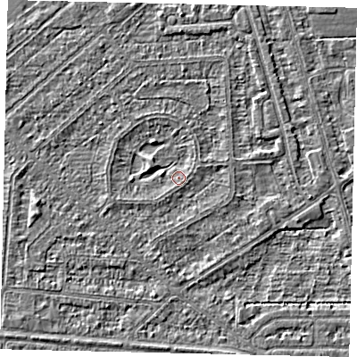 Shaded relief map of the ground around HU55XJ, computed from Environment Agency LiDAR. The ground here sits at about 2 m above sea level and falls 2 m across the surrounding 800 m. Surface water reaching this point runs off ground lying to the south-south-west, 0.8 m higher.