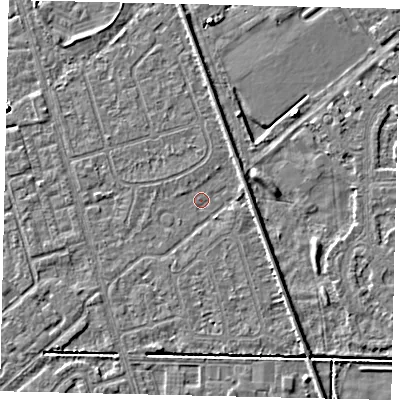 Shaded relief map of the ground around HU55XZ, computed from Environment Agency LiDAR. The ground here sits at about 2 m above sea level and falls 4 m across the surrounding 800 m. Surface water reaching this point runs off ground lying to the south-east, 1.7 m higher.