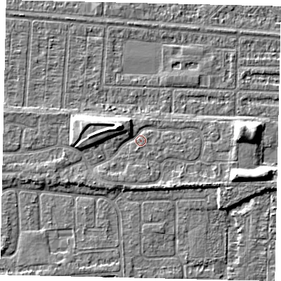 Shaded relief map of the ground around HU55YN, computed from Environment Agency LiDAR. The ground here sits at about 3 m above sea level and falls 6 m across the surrounding 800 m. Surface water reaching this point runs off ground lying to the east-south-east, 4.1 m higher.