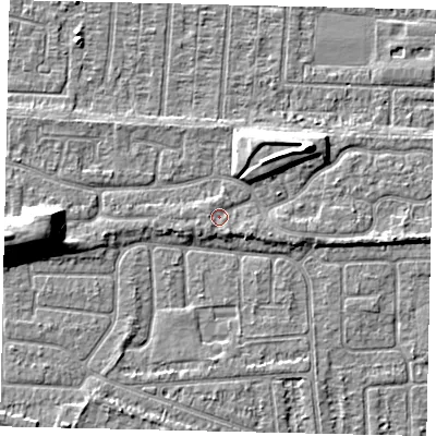 Shaded relief map of the ground around HU55YW, computed from Environment Agency LiDAR. The ground here sits at about 3 m above sea level and falls 9 m across the surrounding 800 m. Surface water reaching this point runs off ground lying to the north-east, 3.6 m higher.