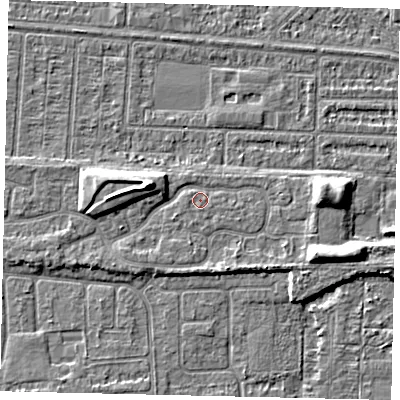 Shaded relief map of the ground around HU55YX, computed from Environment Agency LiDAR. The ground here sits at about 3 m above sea level and falls 6 m across the surrounding 800 m. Surface water reaching this point runs off ground lying to the east-south-east, 4.1 m higher.