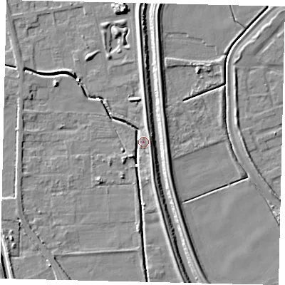 Shaded relief map of the ground around HU60AE, computed from Environment Agency LiDAR. The ground here sits at about 3 m above sea level and falls 7 m across the surrounding 800 m. Surface water reaching this point runs off ground lying to the north-east, 5.4 m higher.