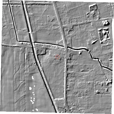 Shaded relief map of the ground around HU60AF, computed from Environment Agency LiDAR. The ground here sits at about 2 m above sea level and falls 8 m across the surrounding 800 m. Surface water reaching this point runs off ground lying to the east, 0.6 m higher.
