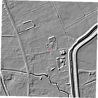 Shaded relief map of the ground around HU60AL, computed from Environment Agency LiDAR. The ground here sits at about 1 m above sea level and falls 7 m across the surrounding 800 m. Surface water reaching this point runs off ground lying to the east-south-east, 6.3 m higher.
