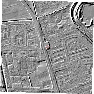 Shaded relief map of the ground around HU67AE, computed from Environment Agency LiDAR. The ground here sits at about 3 m above sea level and falls 7 m across the surrounding 800 m. Surface water reaching this point runs off ground lying to the north-east, 1.6 m higher.