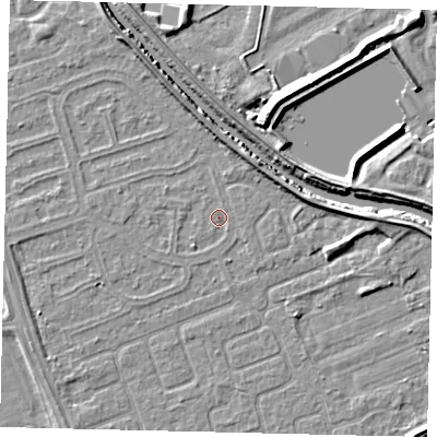 Shaded relief map of the ground around HU67BB, computed from Environment Agency LiDAR. The ground here sits at about 2 m above sea level and falls 6 m across the surrounding 800 m. Surface water reaching this point runs off ground lying to the south-west, 0.8 m higher.