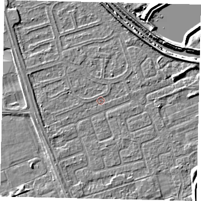Shaded relief map of the ground around HU67BL, computed from Environment Agency LiDAR. The ground here sits at about 2 m above sea level and falls 6 m across the surrounding 800 m. Surface water reaching this point runs off ground lying to the south-south-west, 1.4 m higher.