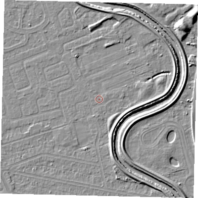 Shaded relief map of the ground around HU67BZ, computed from Environment Agency LiDAR. The ground here sits at about 2 m above sea level and falls 7 m across the surrounding 800 m. Surface water reaching this point runs off ground lying to the north-north-east, 4.3 m higher.