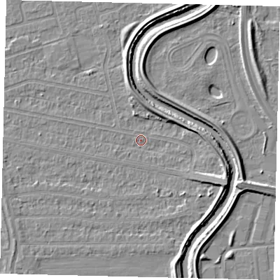 Shaded relief map of the ground around HU67DN, computed from Environment Agency LiDAR. The ground here sits at about 2 m above sea level and falls 5 m across the surrounding 800 m. Surface water reaching this point runs off ground lying to the east-south-east, 4.1 m higher.