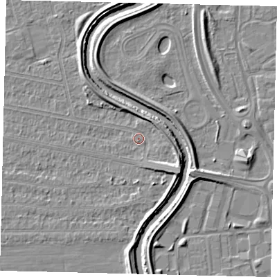 Shaded relief map of the ground around HU67DW, computed from Environment Agency LiDAR. The ground here sits at about 2 m above sea level and falls 5 m across the surrounding 800 m. Surface water reaching this point runs off ground lying to the south-east, 3.8 m higher.