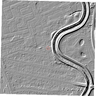 Shaded relief map of the ground around HU67DX, computed from Environment Agency LiDAR. The ground here sits at about 2 m above sea level and falls 5 m across the surrounding 800 m. Surface water reaching this point runs off ground lying to the south-east, 4.3 m higher.