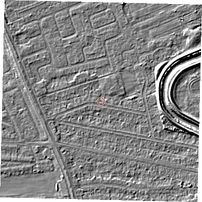 Shaded relief map of the ground around HU67EB, computed from Environment Agency LiDAR. The ground here sits at about 2 m above sea level and falls 4 m across the surrounding 800 m. Surface water reaching this point runs off ground lying to the west-south-west, 0.7 m higher.