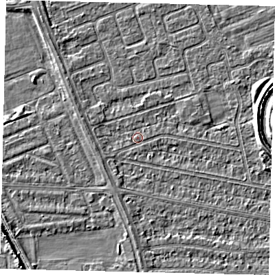 Shaded relief map of the ground around HU67ED, computed from Environment Agency LiDAR. The ground here sits at about 2 m above sea level and falls 6 m across the surrounding 800 m. Surface water reaching this point runs off ground lying to the west-south-west, 1.0 m higher.